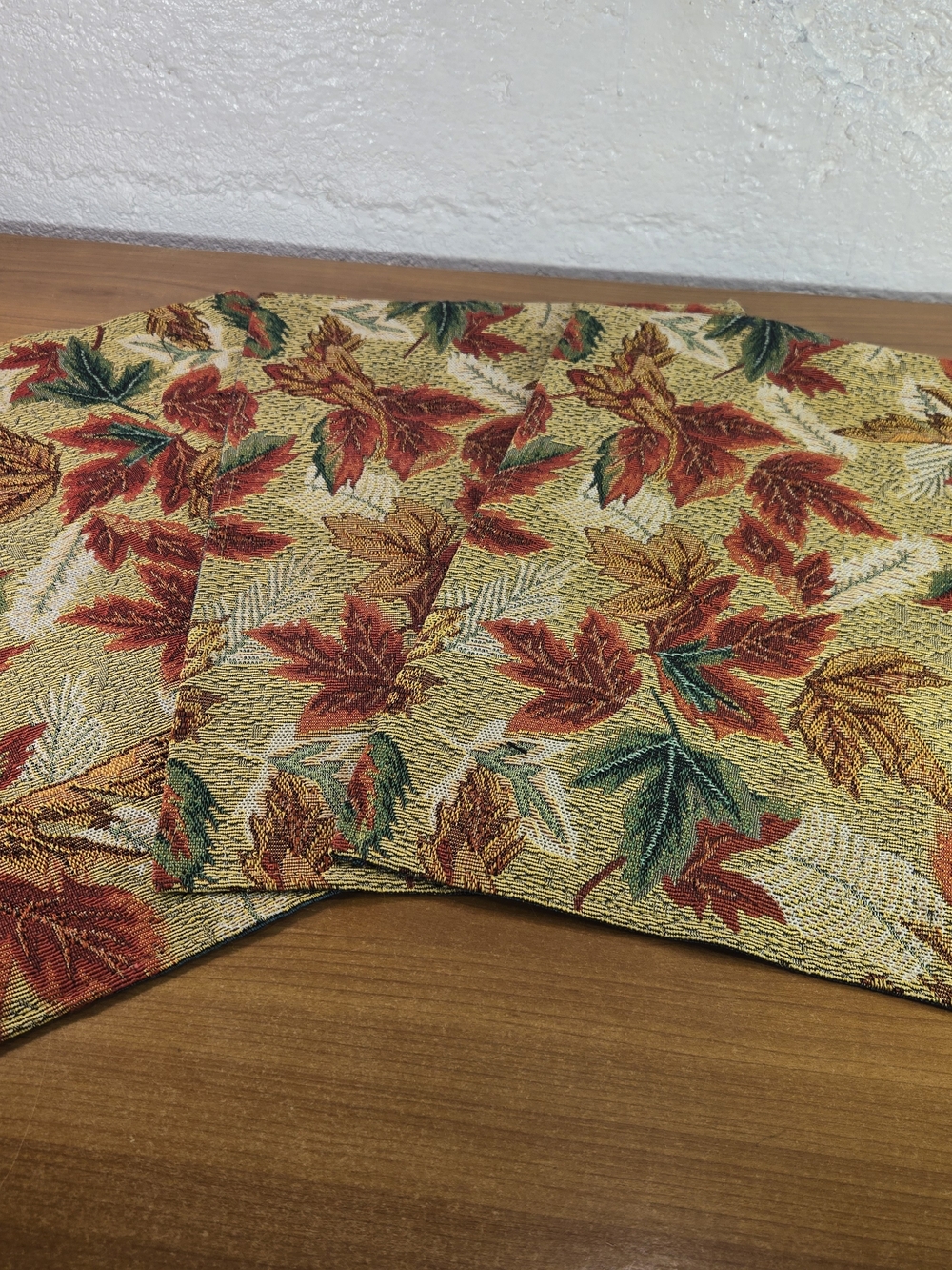 Lot Of 3 autumn-themed tapestry woven placemats